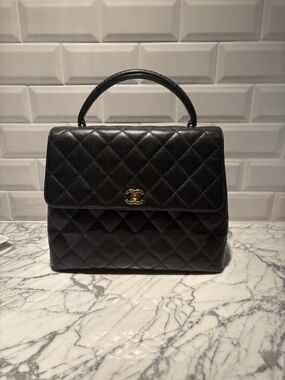 Chanel Quilted TopHandle Bag in Black with Gold-Tone Hardware